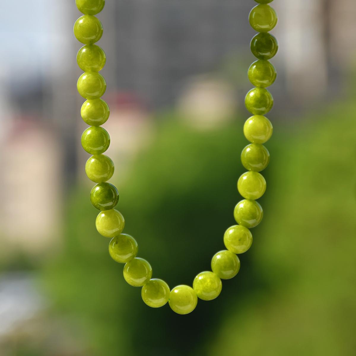 

Натуральный камень Перидот 6мм 8мм 10мм Круглые бусины Ожерелье Бохо Женская мода Свежий Летний отдых Ручная работа Циркон