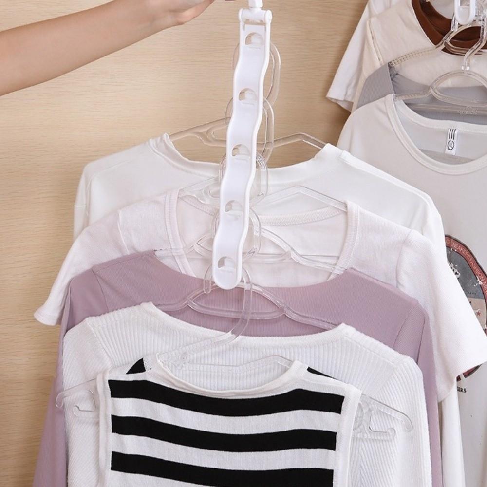 6PCS New Sturdy Space Saving Hangers 5-hole Design Multifunctional Closet Organizers Windproof Plastic Hanger Wardrobe