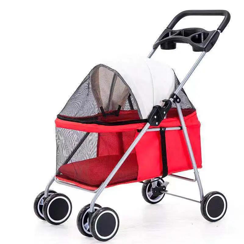 Outdoor Pet Cart Portable Folding Pet Stroller Car Dog Cat Teddy Mouse Rabbit Small Lightweight Carriage Pet Cart Dog Carrier