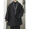 Men's Thickened Wool Coat: Short, Trendy Korean Style, Handsome Mid-Length, Loose Fit, Hong Kong-Inspired, Unisex Wear.