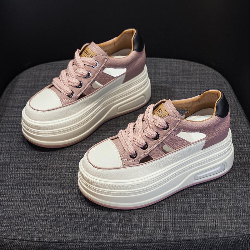 Small Women's Shoes In the Autumn of 2025 New Thick-soled Wedge Heel Muffin Heel Women's Shoes Inner Height Increase Heel Casual Shoes Women's Tide