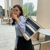 Women's Bag Cotton and Linen Large-capacity Shoulder Portable Tote Bag 2025 New Line Striped Contrasting Color Handbag