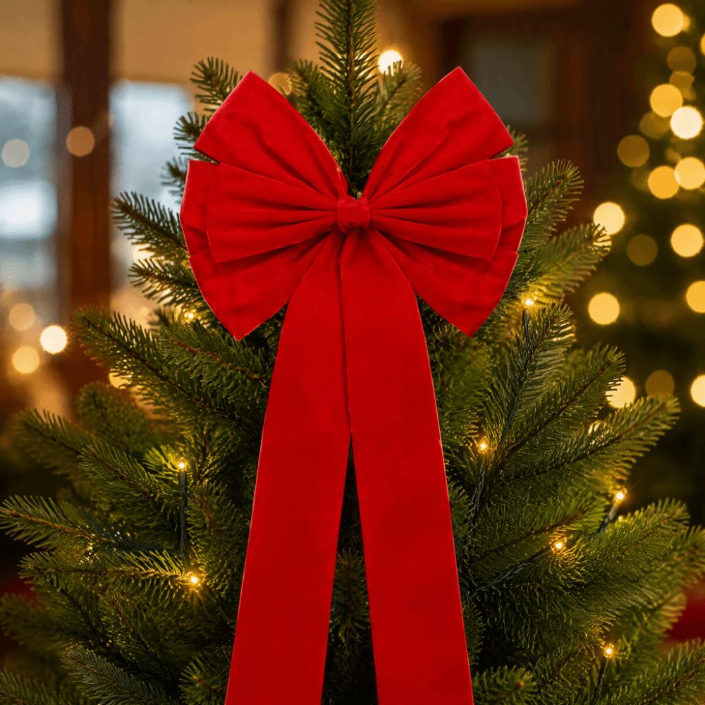 Large Size Christmas Bow Red Velvet Tree Topper Bow Giant Bow Ornament Front Door