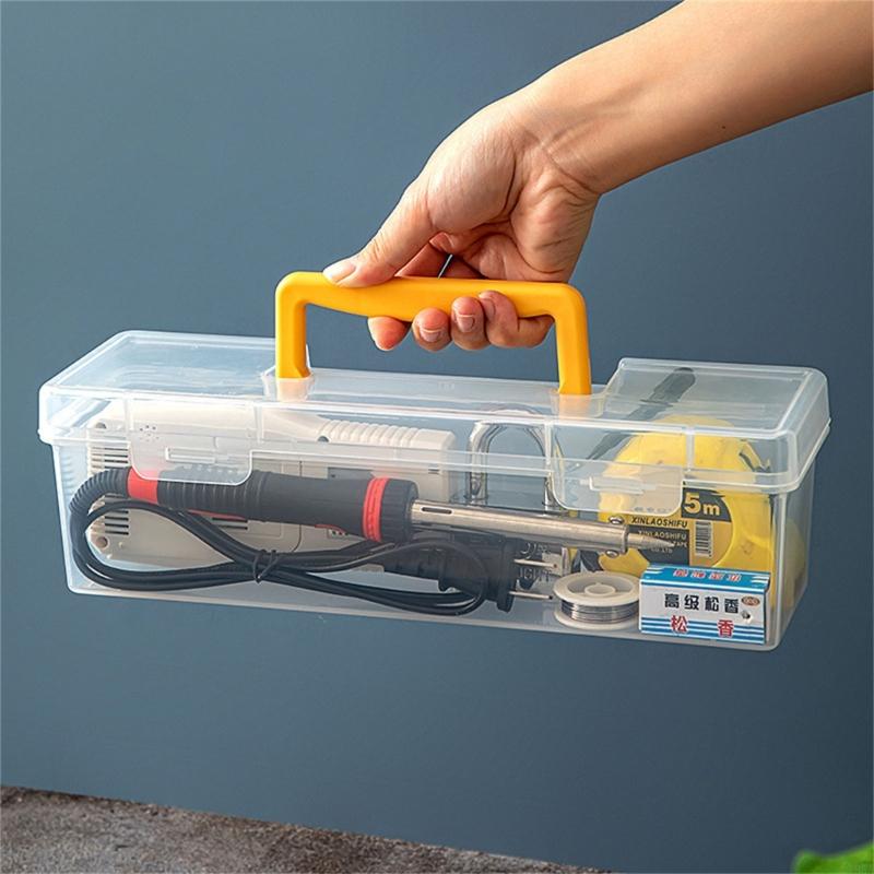 Clear Plastic Tool Storage Box With Handle For Hardware Accessories Large Capacity Thickened Plastic Handheld Toolbox