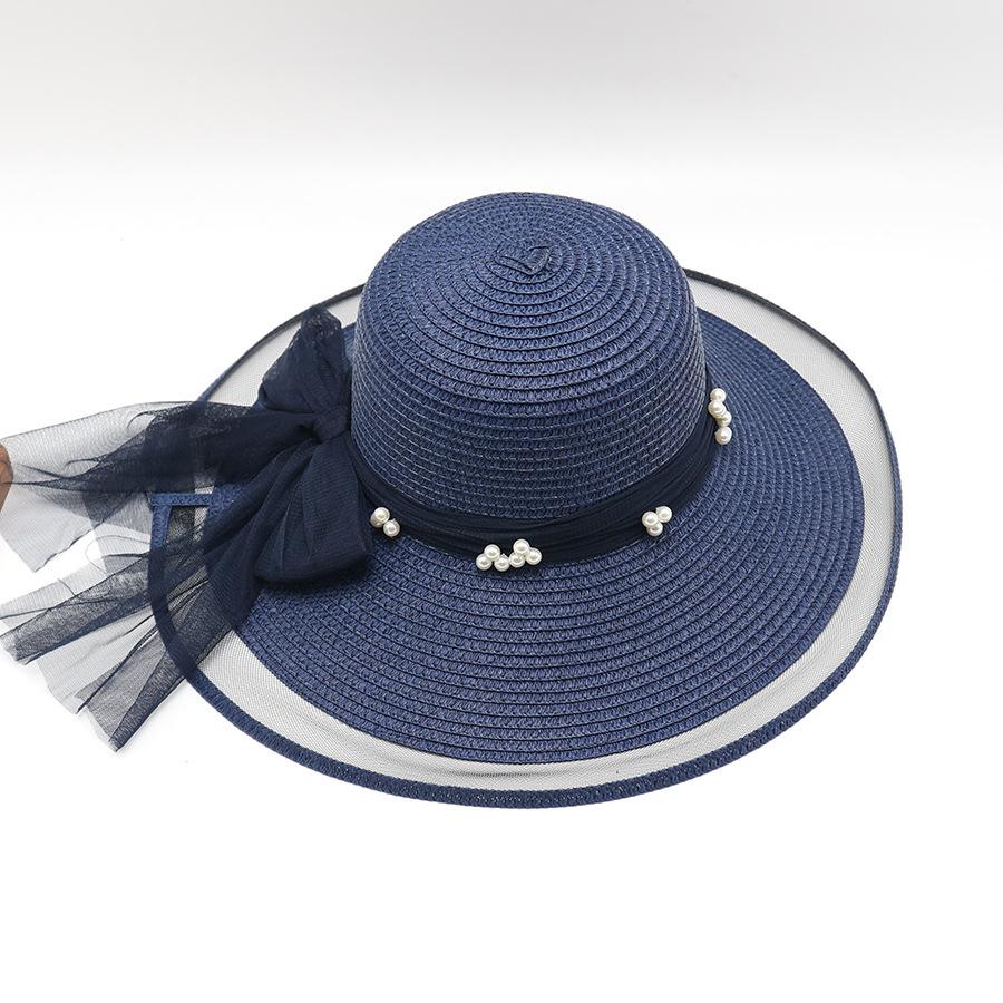Versatile Hat Style Straw Woven Sweet Pearl Womens Hatscaps Sunshade