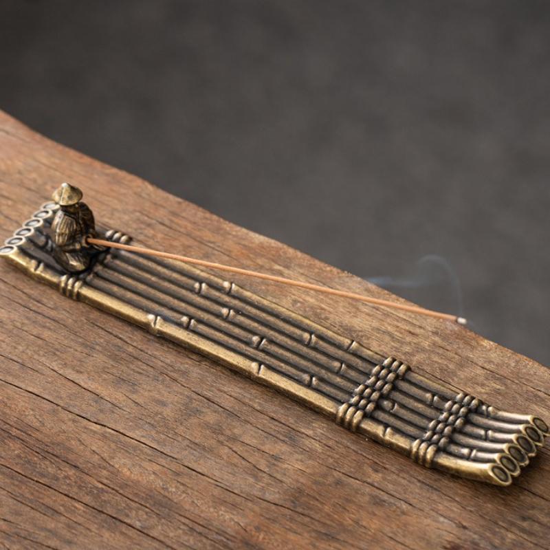 Creative Incense Holder Incense Holder Boat Old Men Fishing Japanese Style Incense Stick Burner Aromatherapy Ornament Home Decor