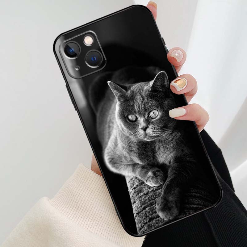 Beautiful Grey British Shorthair Cat Case For iPhone 12 13 Mini 13 11 12 14 Pro Max XS X XR 6S 7 8 Plus SE 2020 Silicone Cover