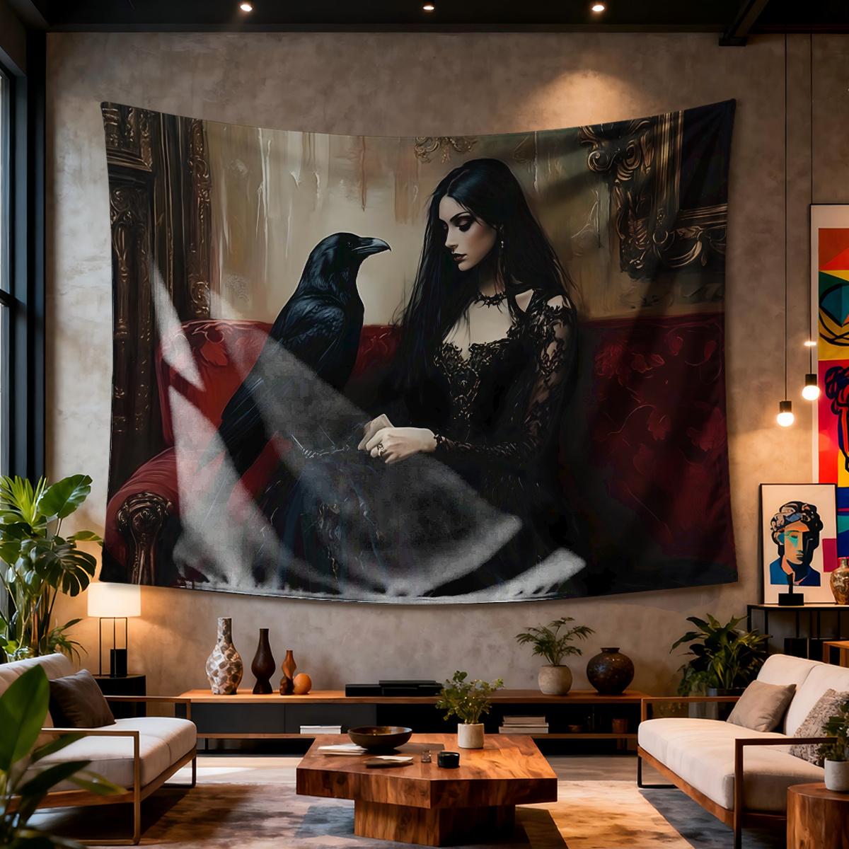 

Gothic dark aesthetic Digital printing polyester wall tapestry suitable for use in living rooms bedrooms offices bars party 74x94cm(29x37in)
