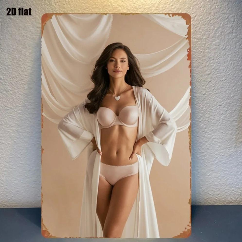 Lingerie Model Tin Sign 8x12 Inch Country Wall Decor for Living Room Gaming Room Home Decor Plaque