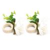 2Pcs Hemp Rope Napkin Buckle Simulation Flower Napkin Ring for Hotel Western Restaurant6622 White