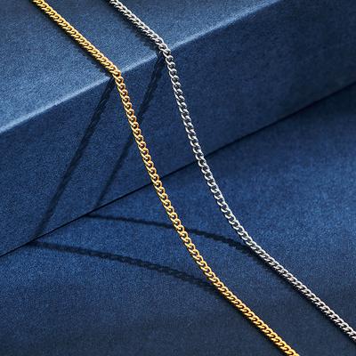 2mm Wide Stainless Steel Link Chain Necklace for Men and Women Silver Color and Gold Color Available Length 14"-30"