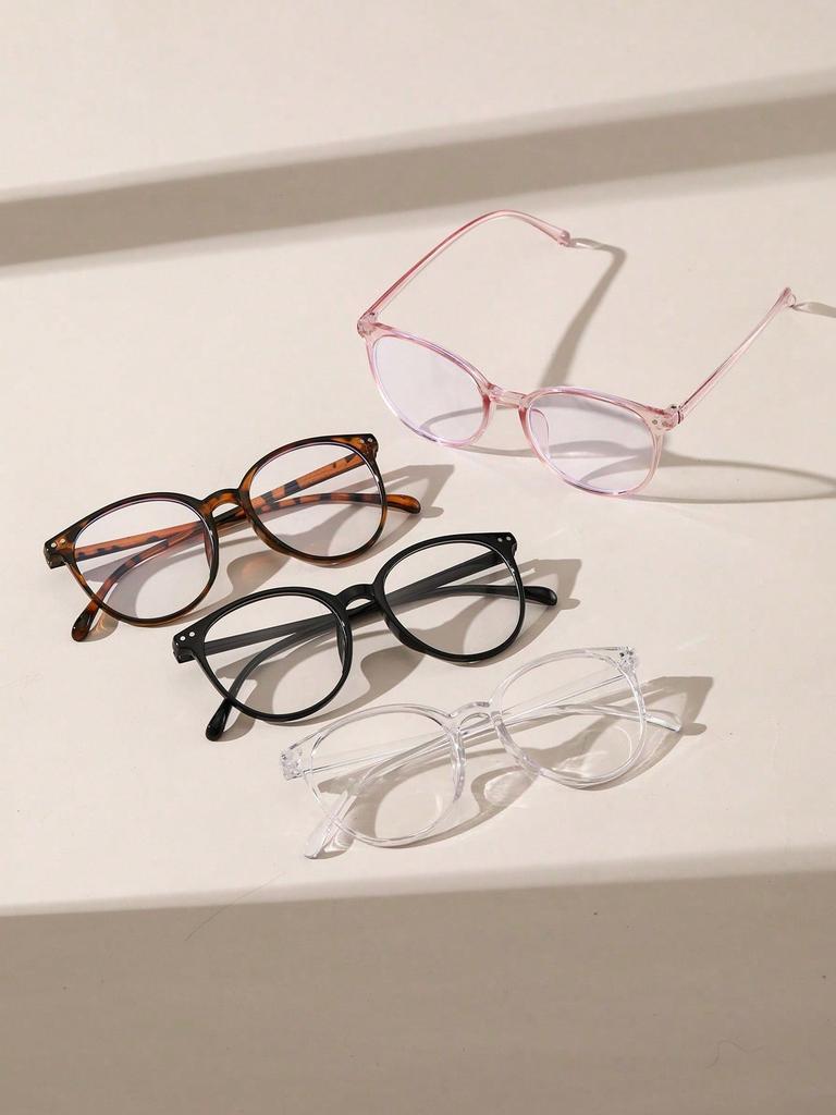 1/4 PC S Fashion Round Plastic Frame Women Classic Clear Glasses For Men Daily Life Take Photo Eyeglasses Clothing Accessories.