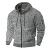 Men's Retro Fleece-Lined Cationic Hoodie - Winter Style Workwear with Pockets & Zipper