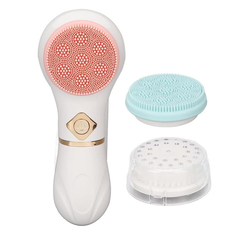 3 In 1 Electric Silicone Facial Brush Cleaner Vibration Rotating Massage Pore Cleansing Instrument Waterproof Beauty Tool