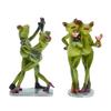 Waltzing Couple Frog Figurine Dancing Drinking Frog Statue Resin Animal Sculpture Home Office Indoor