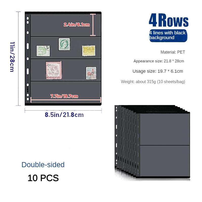 Standard 9-hole Double-sided Black Background Photo Album with Large Capacity for Stamp Collection and Paper Currency Collection