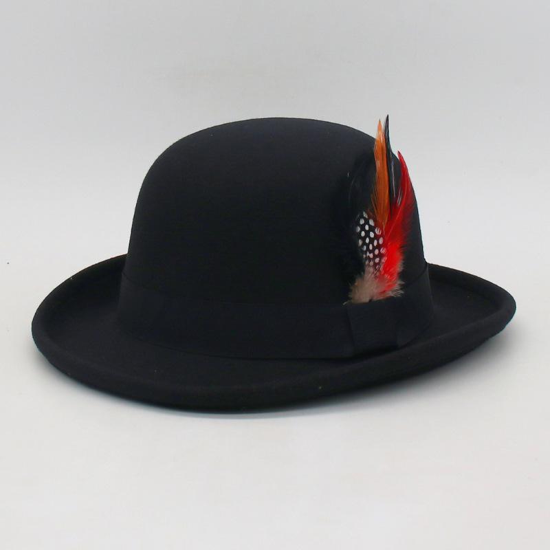 

French Curled Hat Felt Hat Felt Top Hat Ladies Bowler Hat one size [domed curl]