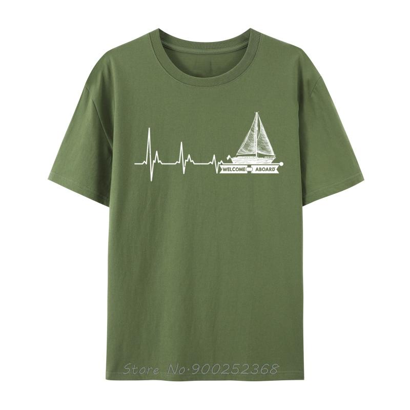 Witamy na Pokładzie Zabawna Żaglówka Tętno Wygodna Koszulka Bawełniana Koszulka Oversize Męska Codzienna Koszulka Koszulki Fitness Streetwear