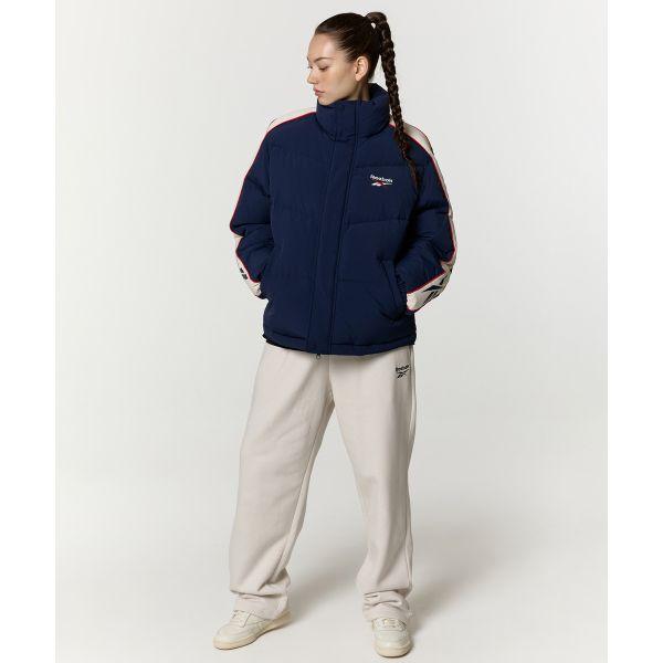 Reebok Color Block Stand Collar Zipper Long Sleeve Down Jacket Unisex Outerwear Navy-Blue REJU4FD54N3
