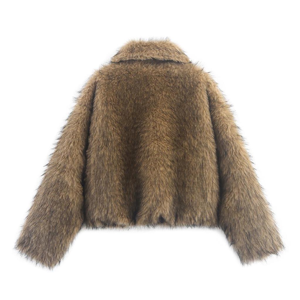 Stylish Women's Casual One-Piece Leather & Fur Jacket