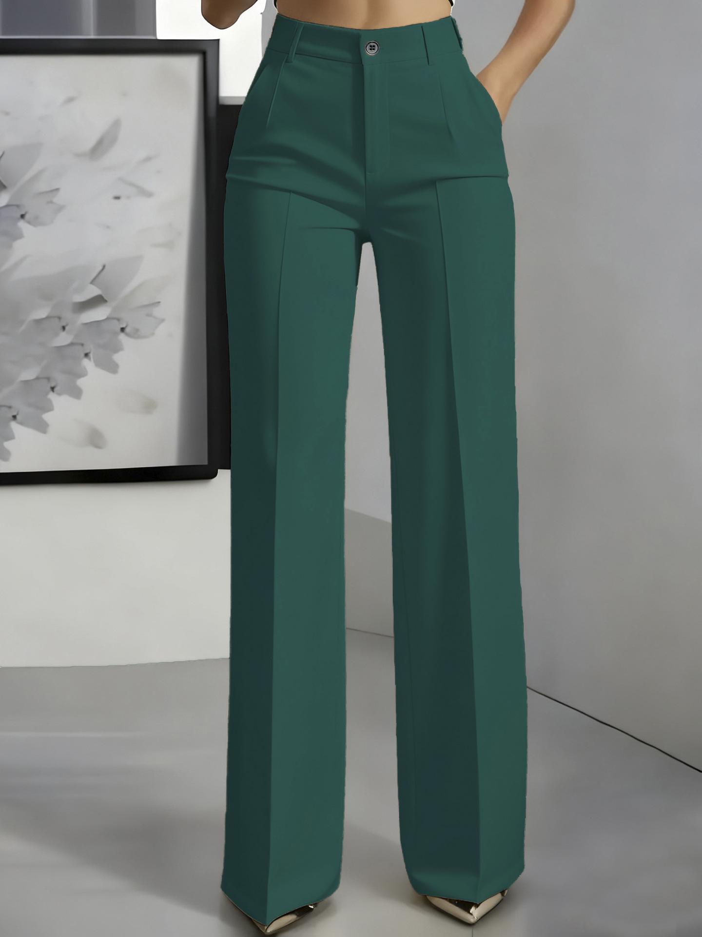 Women s 2025 High-Waisted Drape Straight-Leg Suit Pants L