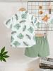 Boys' Tropical Leaf Print Shirt & Shorts 2Pcs Outfit