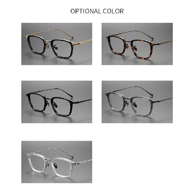 Top Quality Handmade Acetate Titanium Glasses Frames Men Women Luxury Transparent Square Eyeglass Frame Business Eyewear