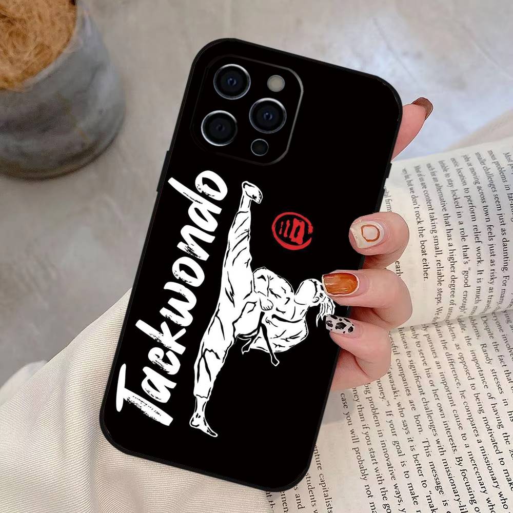 Karate Phone Case For iPhone 17,16,15,14,13,12,11 Plus,Pro Max,XS,Soft Silicone Black Cover