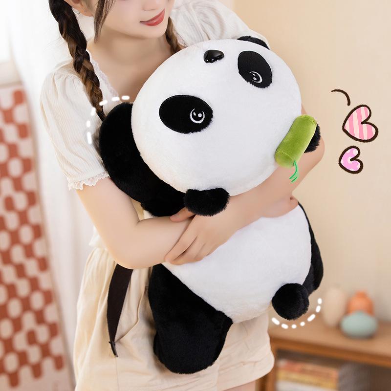 Cute Realistic Giant Panda Plush Toy with Bamboo Tube