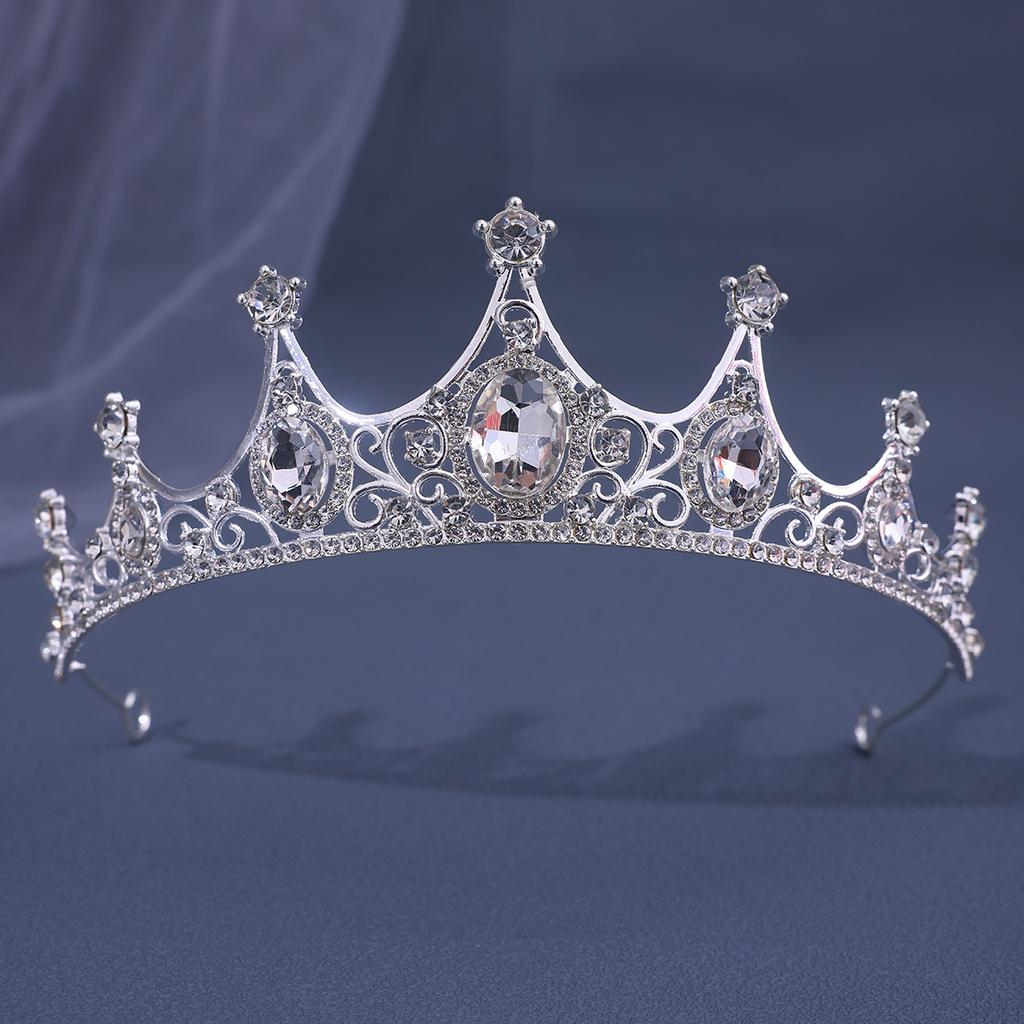 Retro Baroque Crown Tiara Alloy Rhinestone Princess Stage Performance Small Crown Accessories Bridal Jewelry