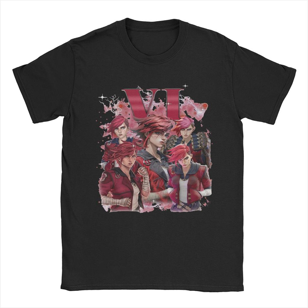 Vintage Sevika Arcane Game T-Shirts Men Crewneck Pure Cotton T Shirt  Short Sleeve Tee Shirt Graphic Printed Tops