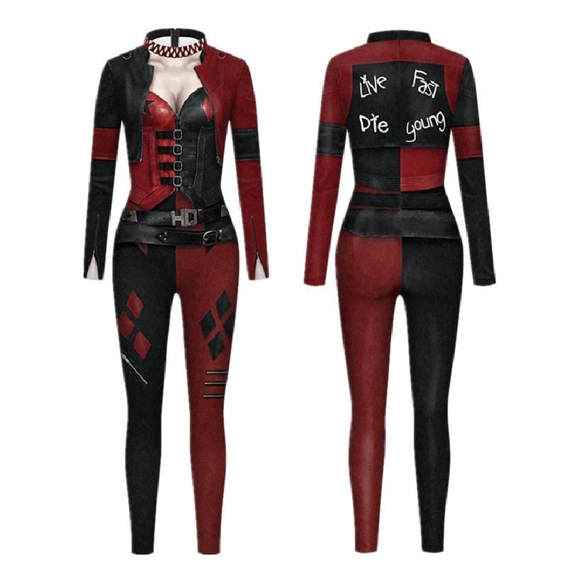 Women Classic Quinn Anime Costume Halloween Cosplay Jumpsuit Costume