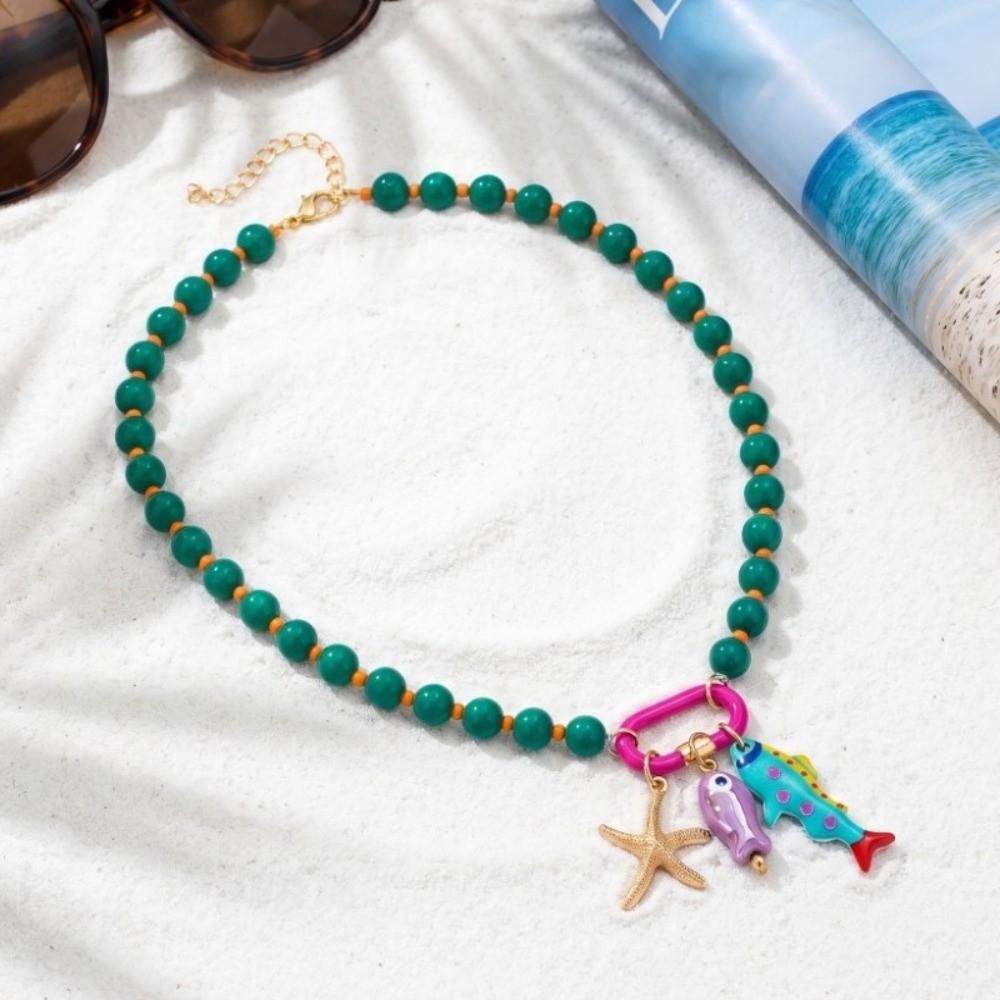 Adjustable Starfish Charms Necklace Ornaments Beach Beaded Necklace Girls Couple Gift