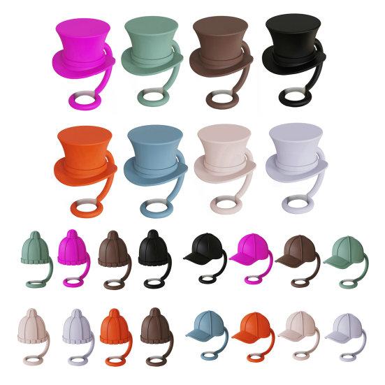 4ks Poklice na slámu Roztomilý klobouk Silikonové nástavce na slámu Prachotěsné Slaměné víko odolné proti stříkající vodě Příslušenství k láhvi na vodu