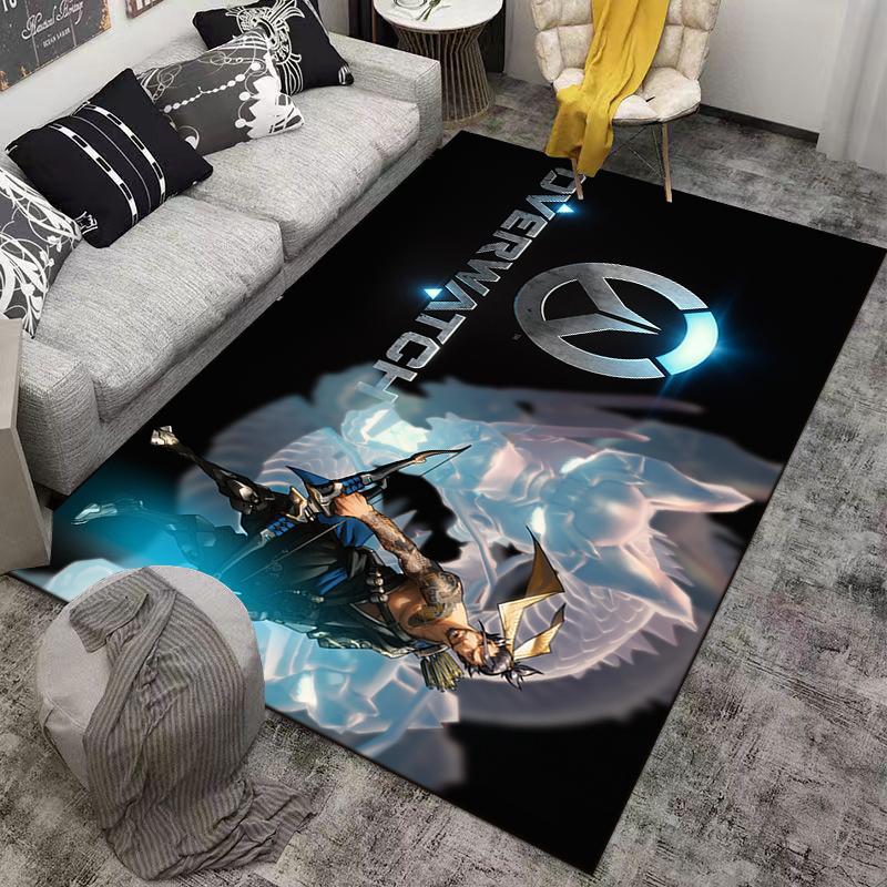 Overwatch Samurai Character Printed Flannel Rug Non-Slip, Suitable for Bedroom, Living Room, Children's Room Decoration