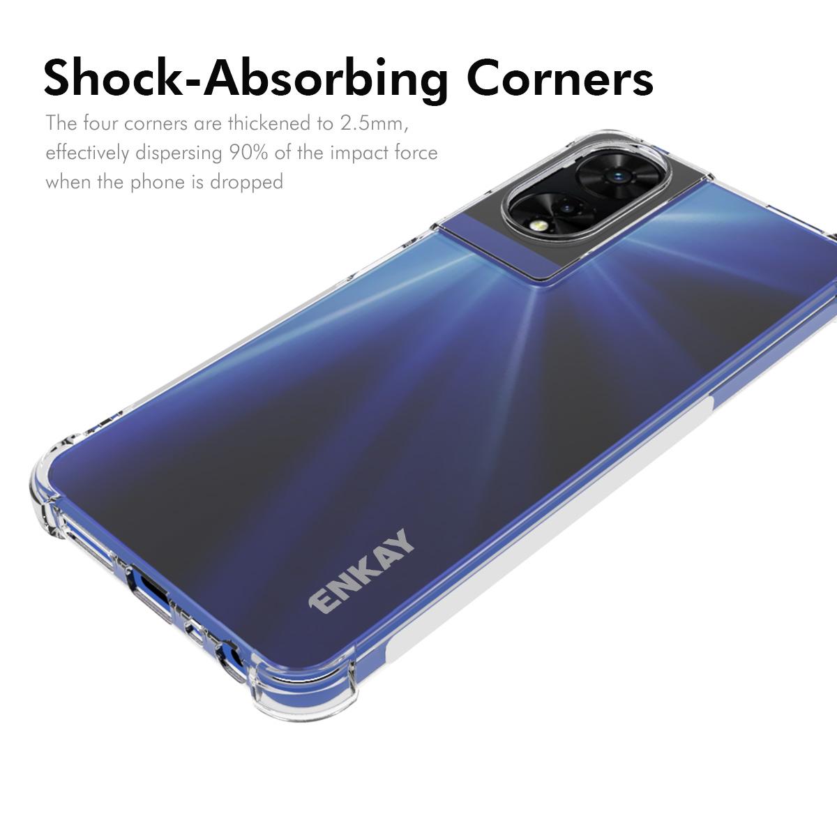 

ENKAY HAT PRINCE For TCL 505 Clear Case Thickened Four Corners TPU Phone Cover A