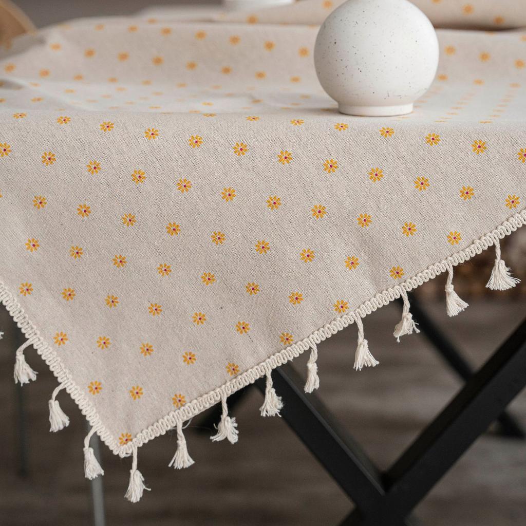 Cotton And Linen Decorative Fringed Cover Dustproof Coffee Table Bedside Table Desk Table Mat Tablecloth