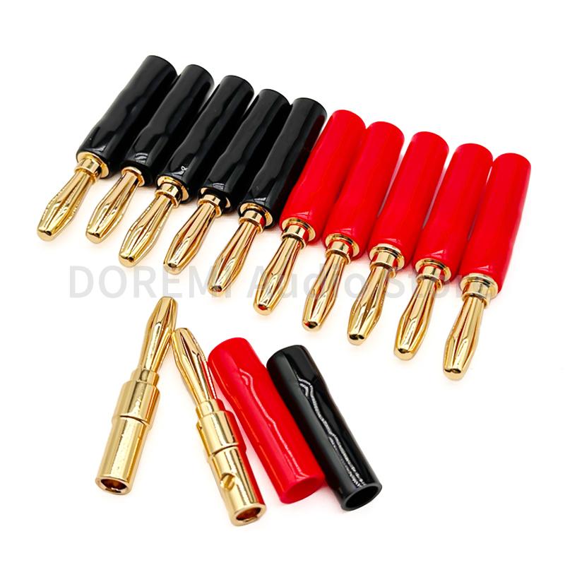 10PCS Banana Plugs Speaker Audio Connector Dual Screw Lock 24K Gold Plated HIFI Banana Connectors Jack for Sound Amplifier Wire