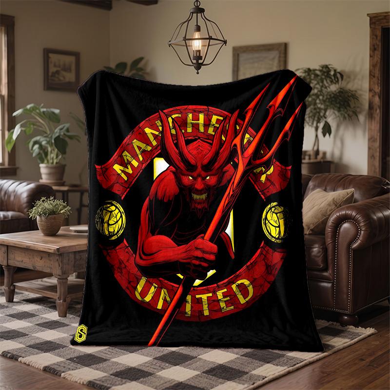 Coperta in Flanella con Stampa Manchester United Morbida Calda Coperta da Divano Letto per Casa Ufficio Camera da Letto