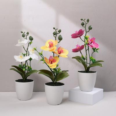 Künstlicher Schmetterlingsorchideen-Bonsai Seidenblume Topfpflanzen Falsche Pflanzen Für Heim-Gartendekoration Büro Zimmer Tischschmuck Hochzeit