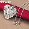 925 Sterling Silver Photo Frame Pendant Necklace Jewelry