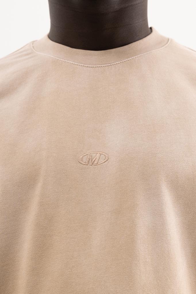 Machinist Men's Oversized T-shirt with a Gradient and Distressed Effect – Dark Beige S