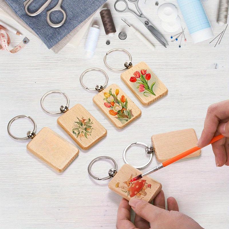 10/20/50Pcs Various Shape Blanks Wood Keychains Suitable For Laser Engraving Gift Diy Tag Laser Keychain Making Name Logo Gift