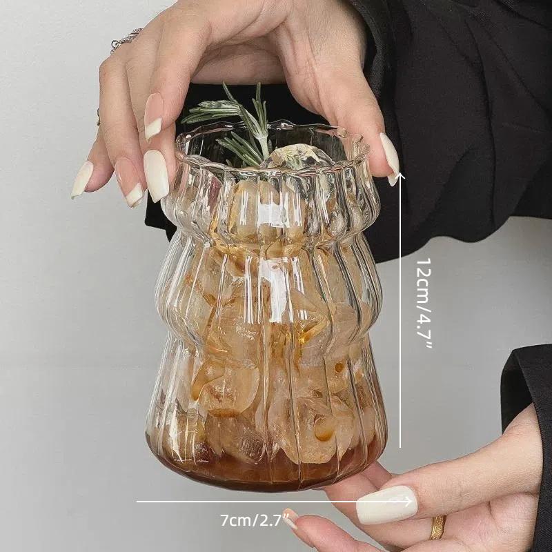 Transparent Glass Cup Exquisite Heat-Resistant Tumbler Tea Juice Milk Coffee Mug Water Glasses Stripe Mug Drinkware