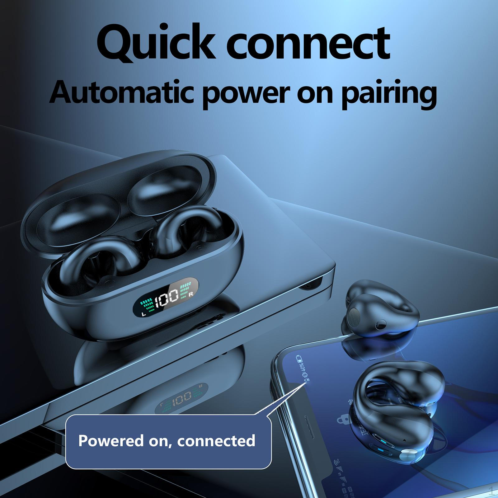 

Ear Clip Headphones HiFi Stereo Noise Reduction Headsets for Cycling Driving black