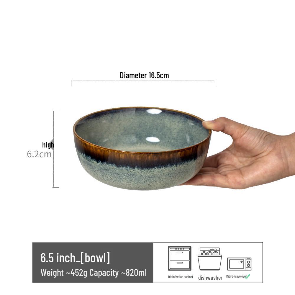 Retro Ceramic Large Bowls for Soup & Vegetables - Practical Tableware for Single Serving