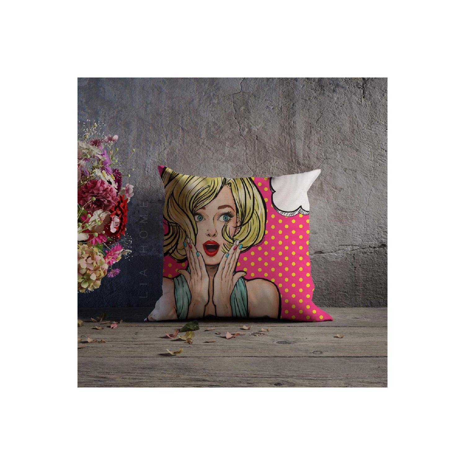 

Декоративная наволочка с мультяшным узором в стиле поп-арт