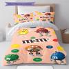M&M's Muster Bettwäsche, Steppbett Set Bettbezug Kissenbezug Zuhause Geburtstagsgeschenk (1 Bettbezug + 2 Kissenbezüge, ohne Füllung)