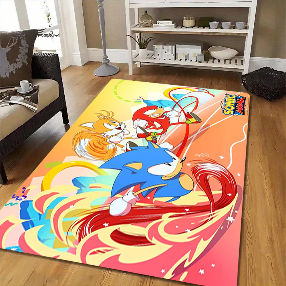 Sonic The Hedgehog Group Decoration,Carpet,Living Room,Bedroom, Non-slip,Square rug