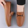 Men's Small Casual Leather Slip-on Shoes, Soft Sole, Breathable, Handmade, Large Size Driving Shoes.